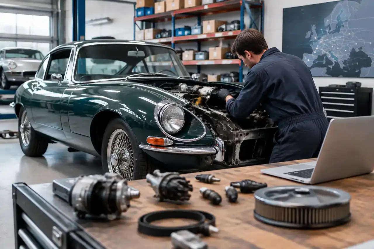 Restauration de moteur de voiture classique de collection