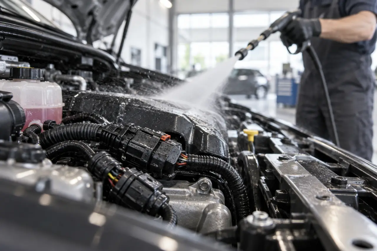 Nettoyage du moteur : pourquoi le jet haute pression peut endommager les connectiques