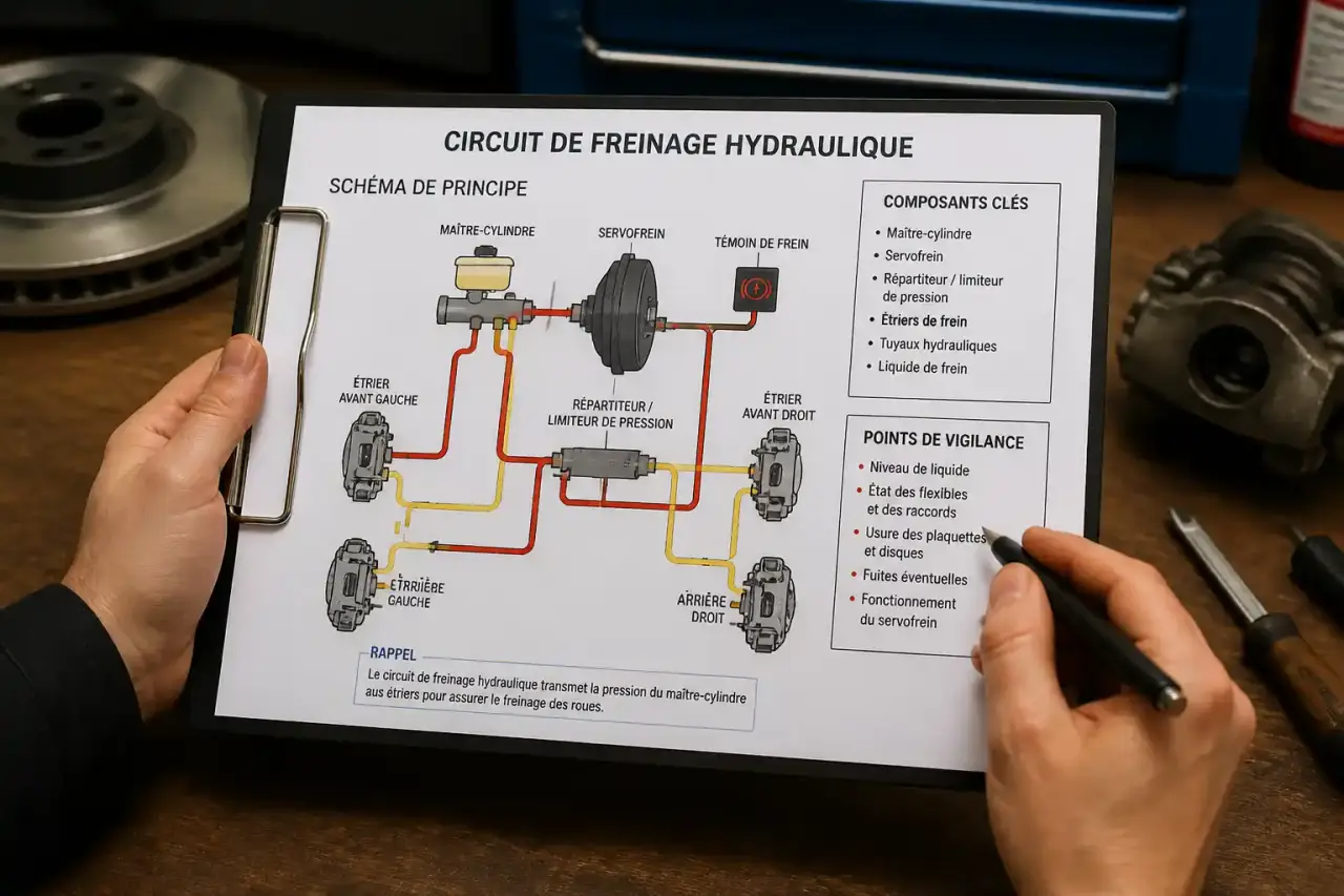 Circuit de freinage : décryptage du schéma hydraulique, composants clés et points de vigilance