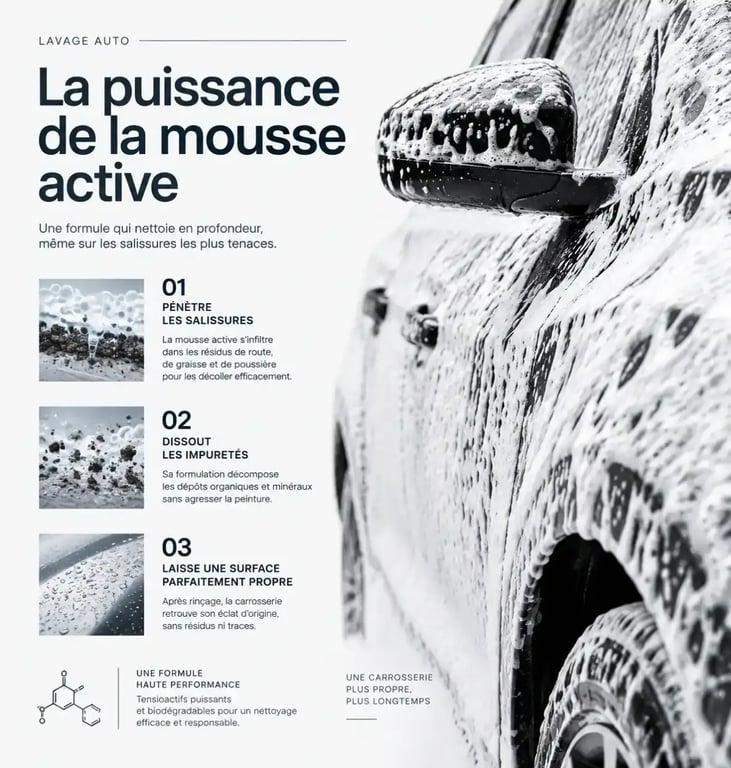 Application de mousse active pour prélavage carrosserie professionnelle