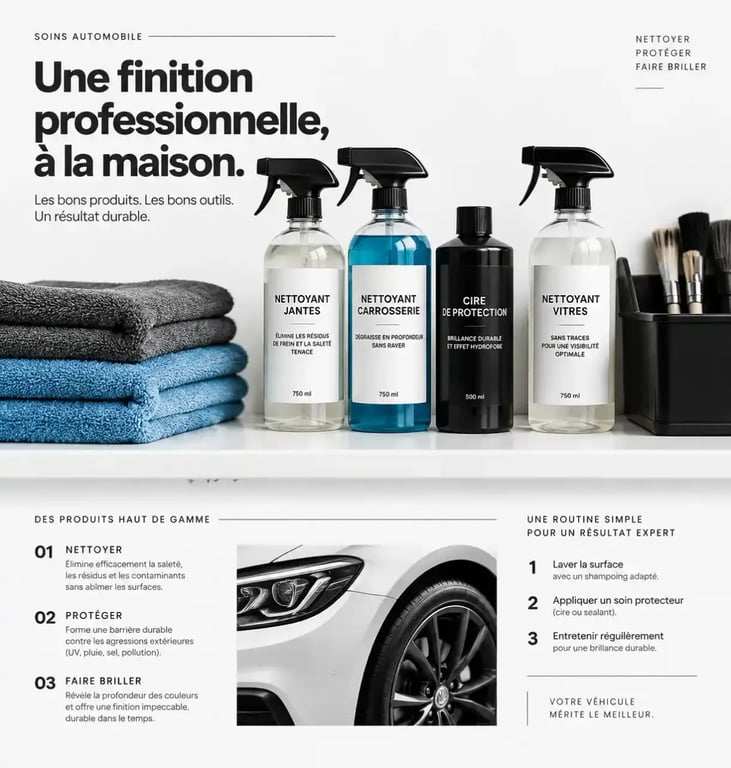 Kit complet de produit nettoyage voiture professionnel pour detailing automobile